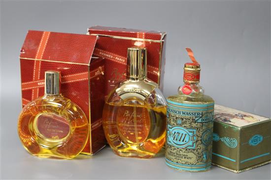 A boxed bottle of No.4711 eau de cologne and two boxed Hermes perfumes